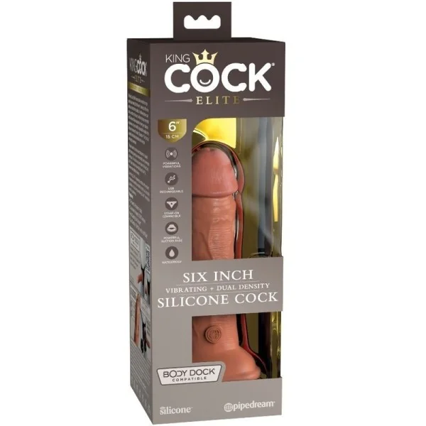 Elite realistischer Dildo mit Vibration und Silikon 15.2 cm Karamell von King Cock kaufen | Fesselliebe