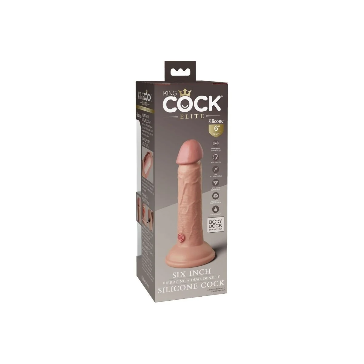 Elite realistischer Dildo mit Vibration und Silikon 15.2 cm von King Cock kaufen | Fesselliebe