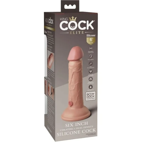 Elite realistischer Dildo mit Vibration und Silikon 15.2 cm von King Cock kaufen | Fesselliebe