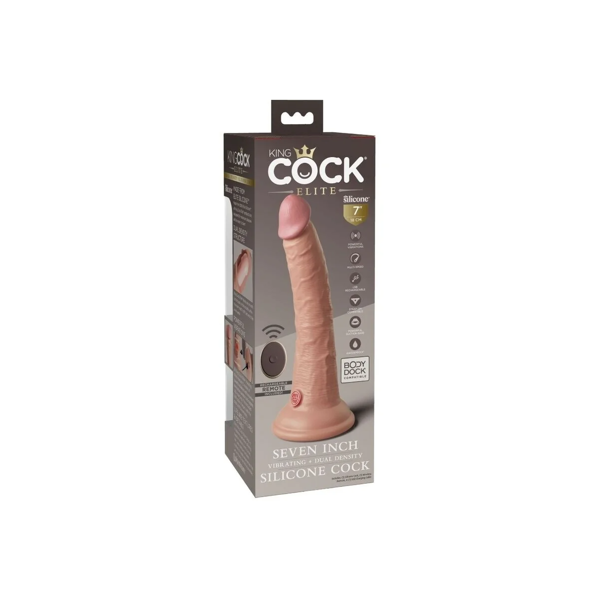 Elite realistischer Dildo Vibrator & Silikon mit Fernbedienung 17.8 cm von King Cock kaufen | Fesselliebe