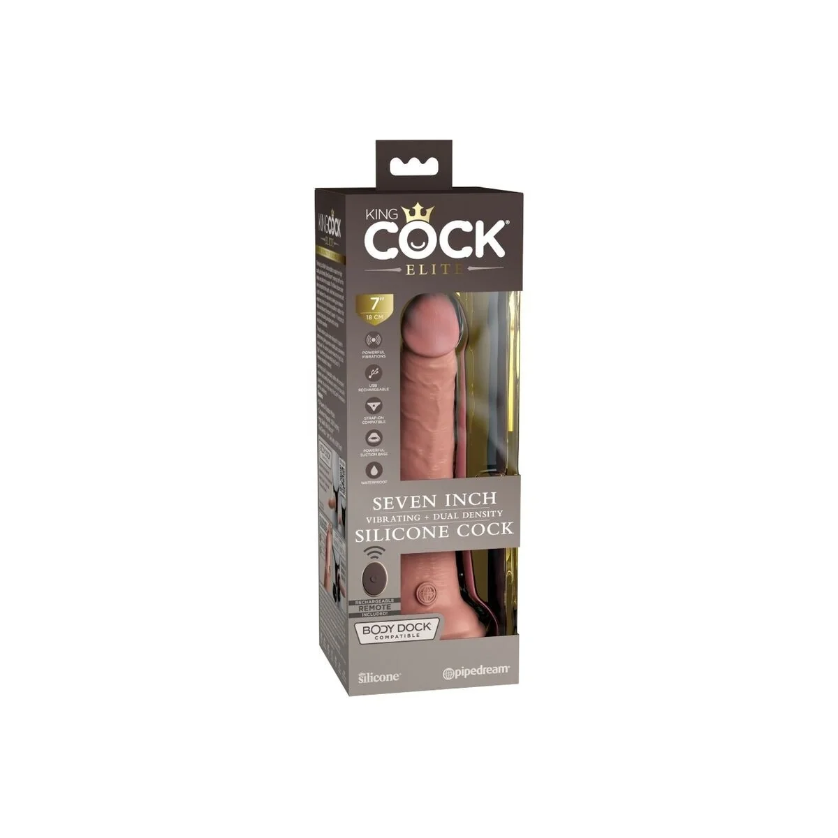 Elite realistischer Dildo Vibrator & Silikon mit Fernbedienung 17.8 cm von King Cock kaufen | Fesselliebe