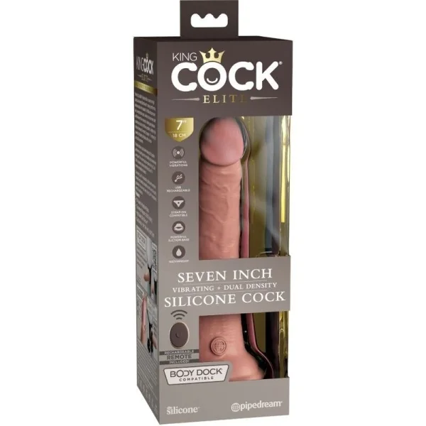Elite realistischer Dildo Vibrator & Silikon mit Fernbedienung 17.8 cm von King Cock kaufen | Fesselliebe