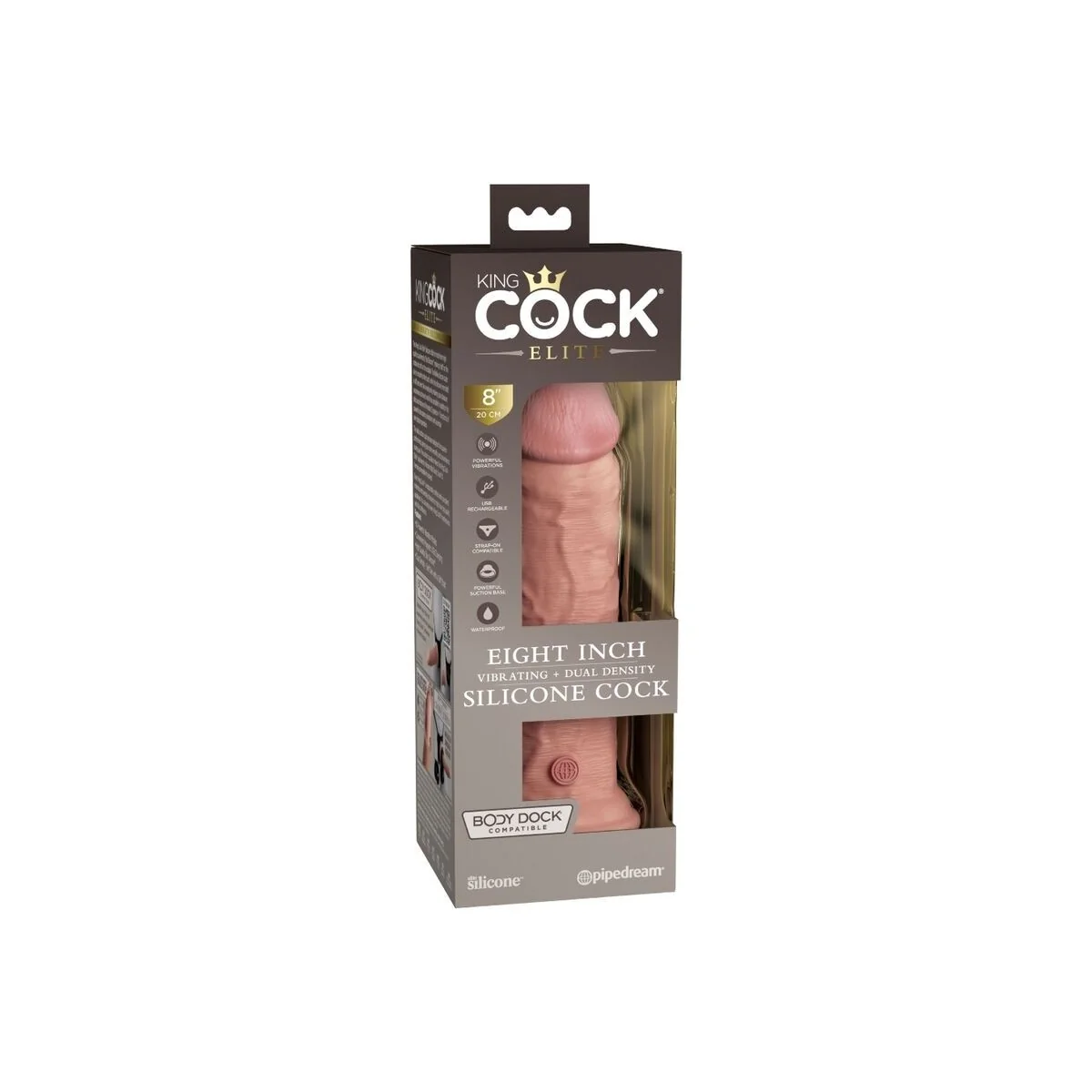 Elite realistischer Dildo mit Vibration und Silikon 20.3 cm von King Cock kaufen | Fesselliebe