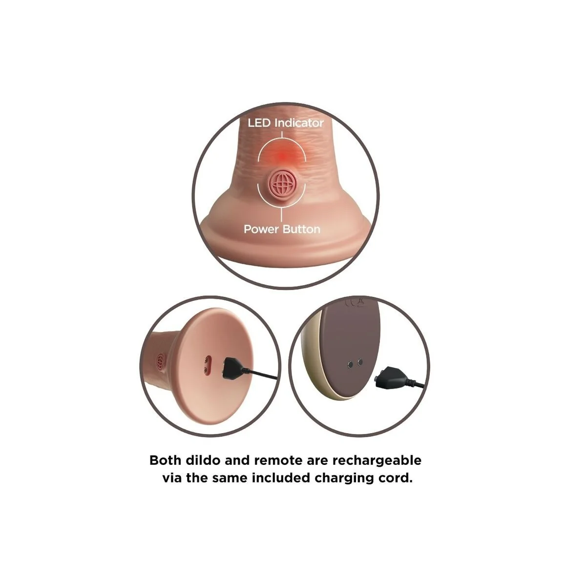 Elite realistischer Dildo Vibrator & Silikon mit Fernbedienung 23 cm von King Cock kaufen | Fesselliebe