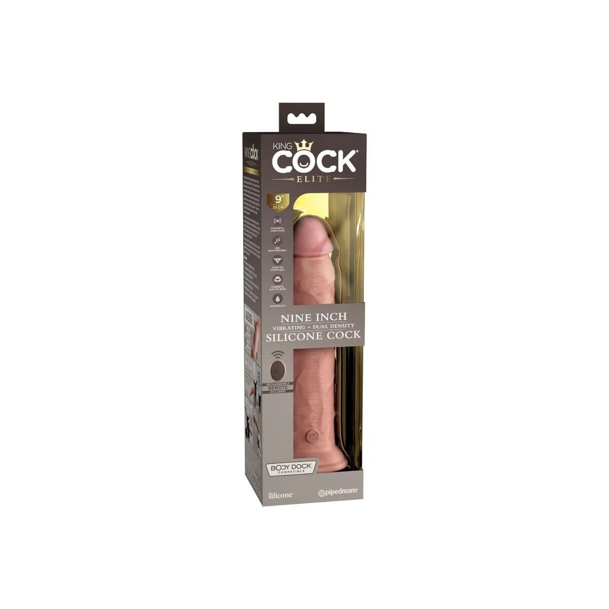 Elite realistischer Dildo Vibrator & Silikon mit Fernbedienung 23 cm von King Cock kaufen | Fesselliebe