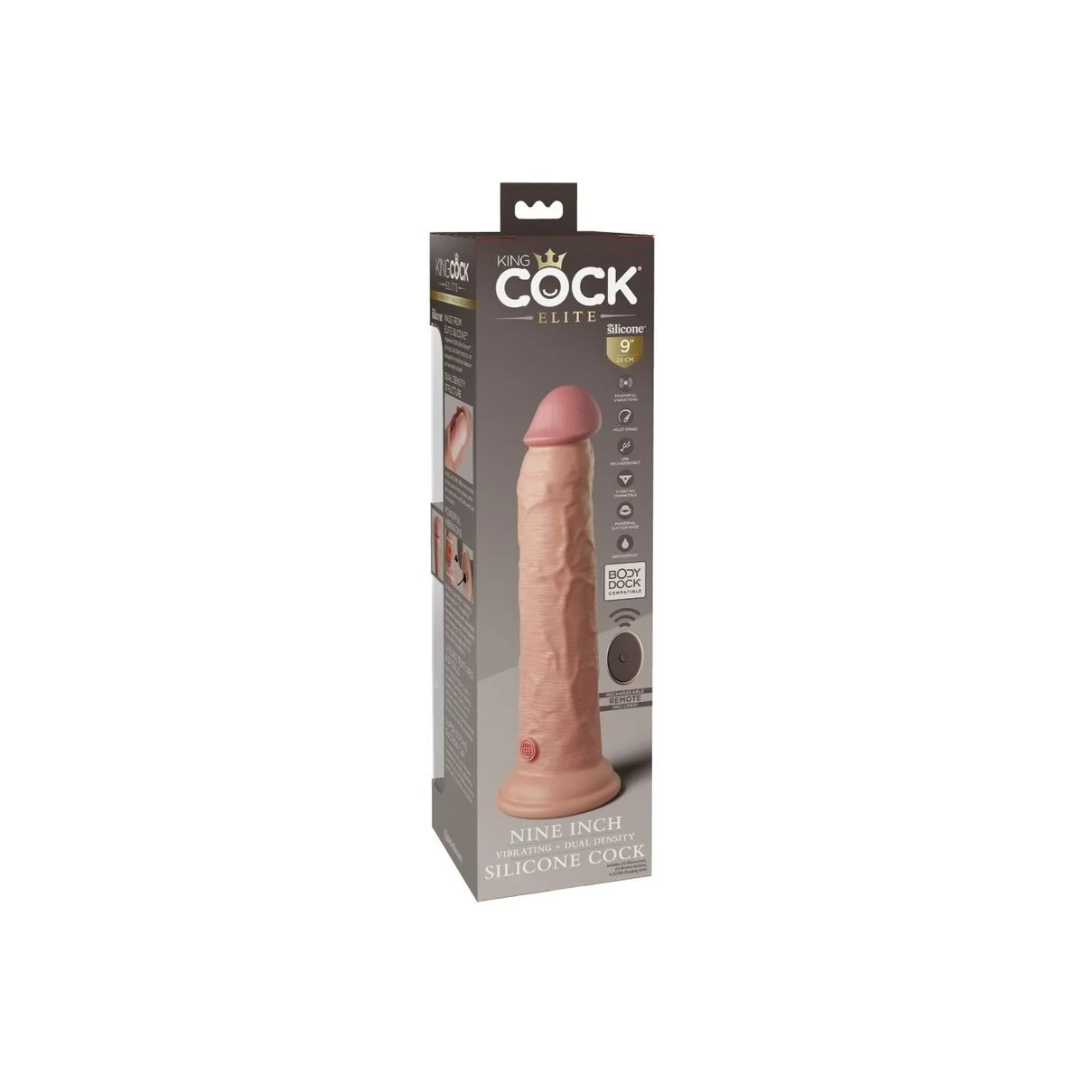 Elite realistischer Dildo Vibrator & Silikon mit Fernbedienung 23 cm von King Cock kaufen | Fesselliebe