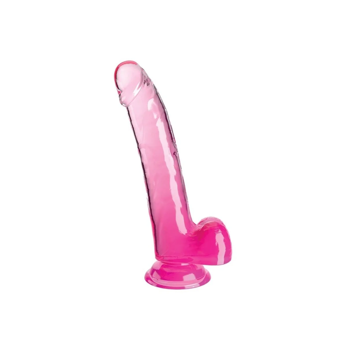 Clear Dildo mit Hoden 20.3 cm Rosa von King Cock kaufen | Fesselliebe