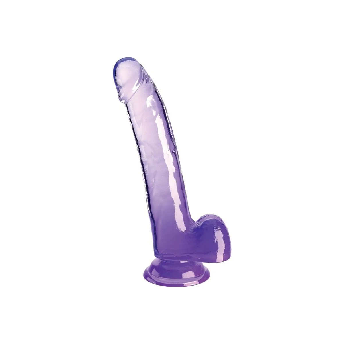 Clear Dildo mit Hoden 20.3 cm Lila von King Cock kaufen | Fesselliebe