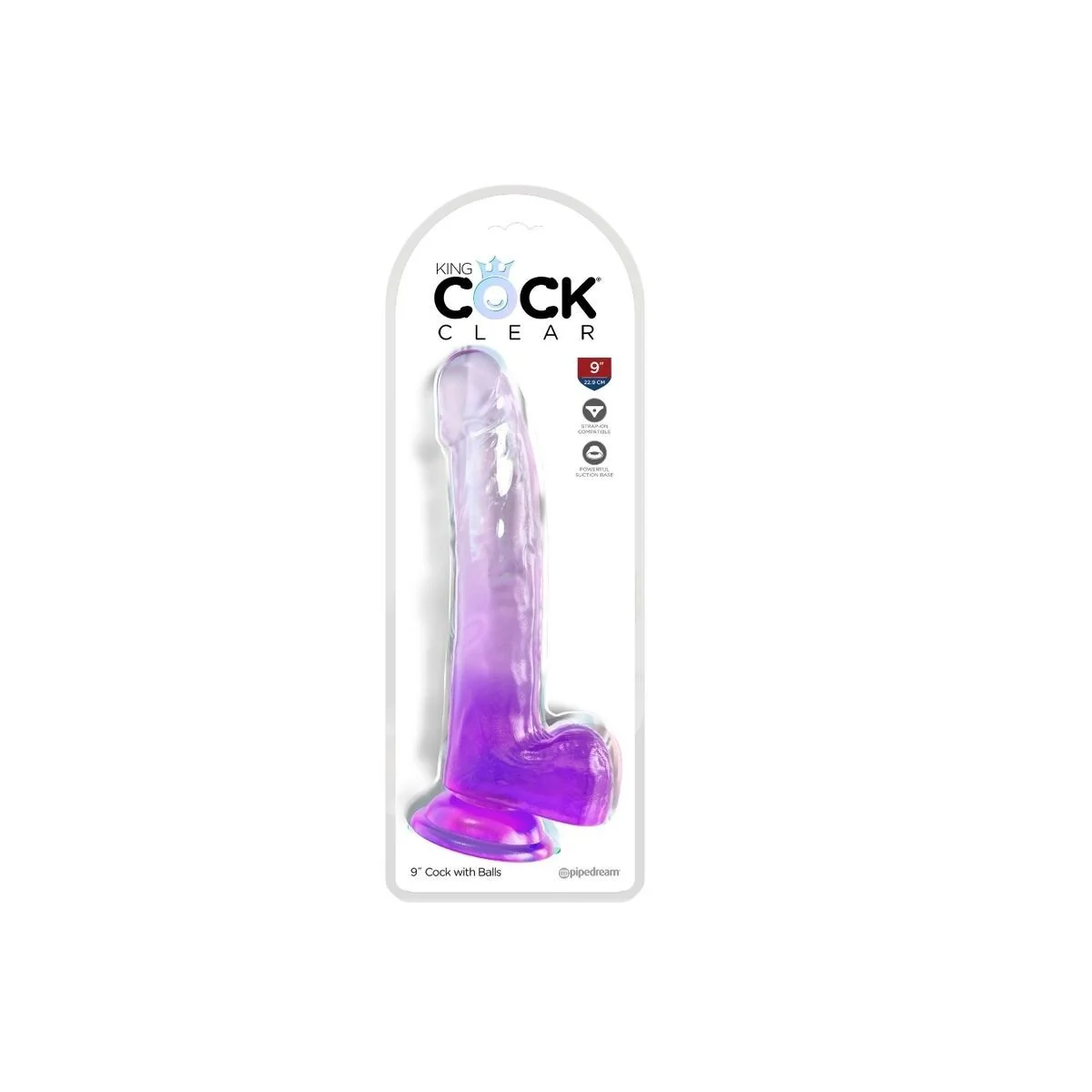 Clear Dildo mit Hoden 20.3 cm Lila von King Cock kaufen | Fesselliebe