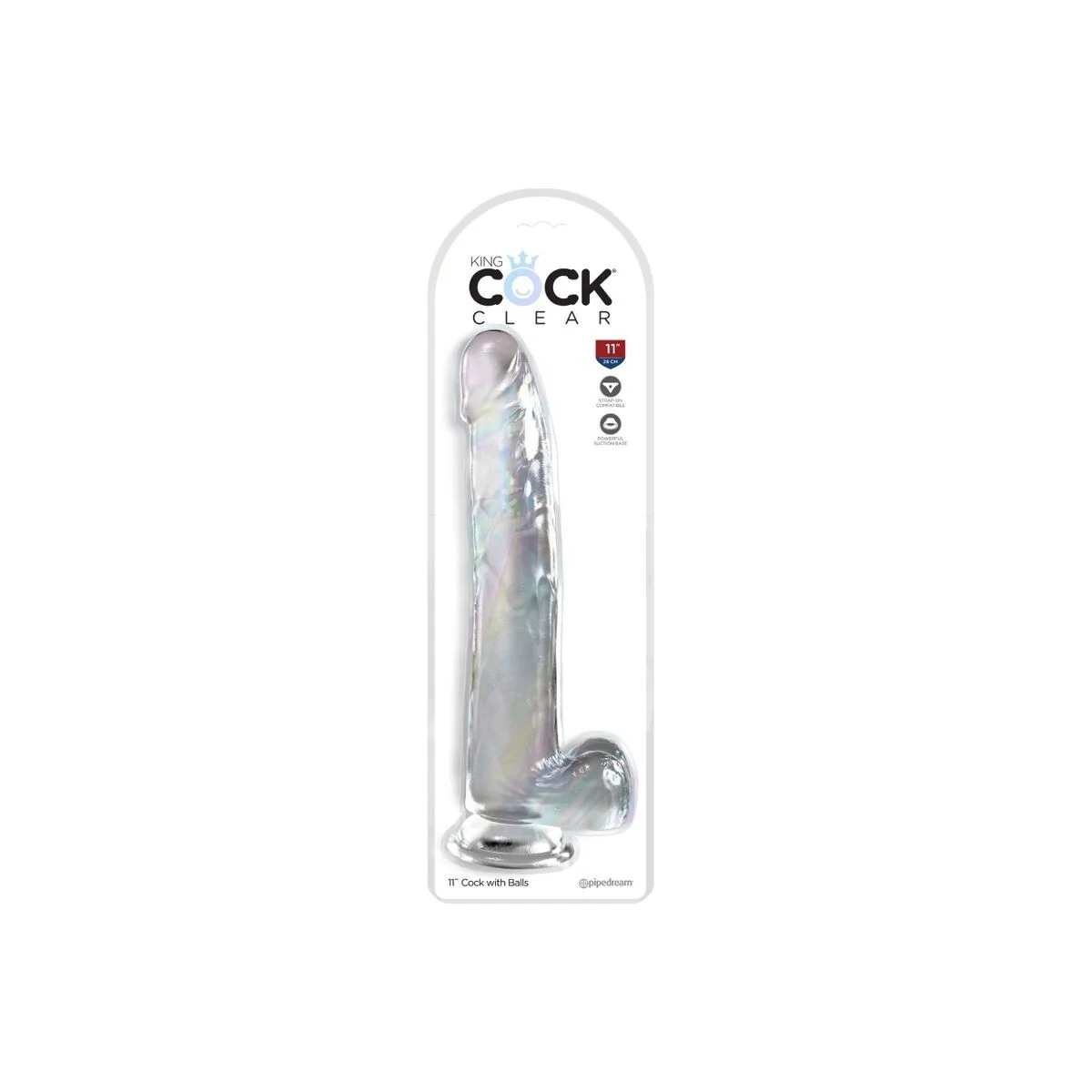 Clear Dildo mit Hoden 24.8 cm Transparent von King Cock kaufen | Fesselliebe