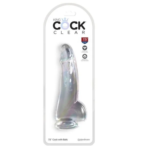 Clear Dildo mit Hoden 15.2 cm Transparent von King Cock kaufen | Fesselliebe