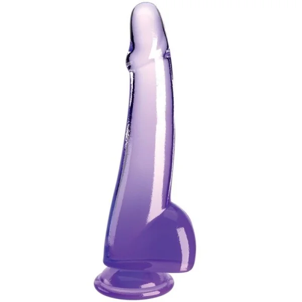Clear Dildo mit Hoden 19 cm Lila von King Cock kaufen | Fesselliebe