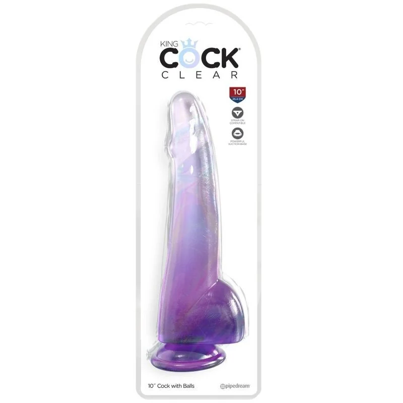 Clear Dildo mit Hoden 19 cm Lila von King Cock kaufen | Fesselliebe 2