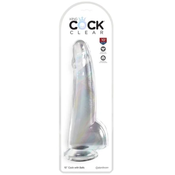 Clear Dildo mit Hoden 19 cm Transparent von King Cock kaufen | Fesselliebe