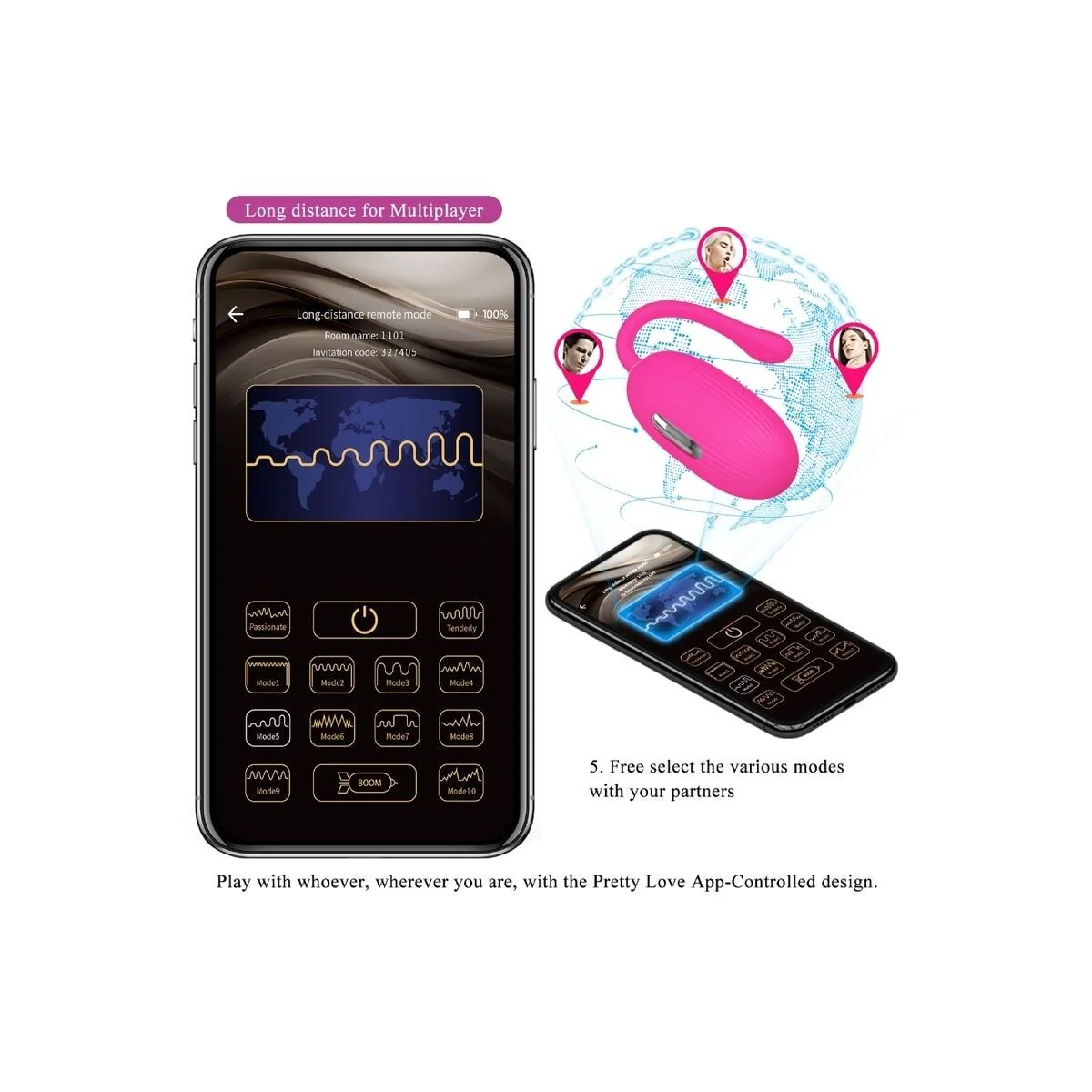 Doreen wiederaufladbares Vibrierendes Ei Magenta mit Fernbedienung von Pretty Love Smart kaufen | Fesselliebe