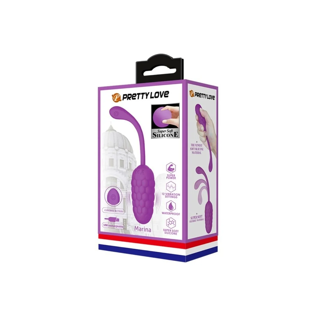 Vibrierendes Ei mit Lila wiederaufladbarer Meerestextur von Pretty Love Smart kaufen | Fesselliebe