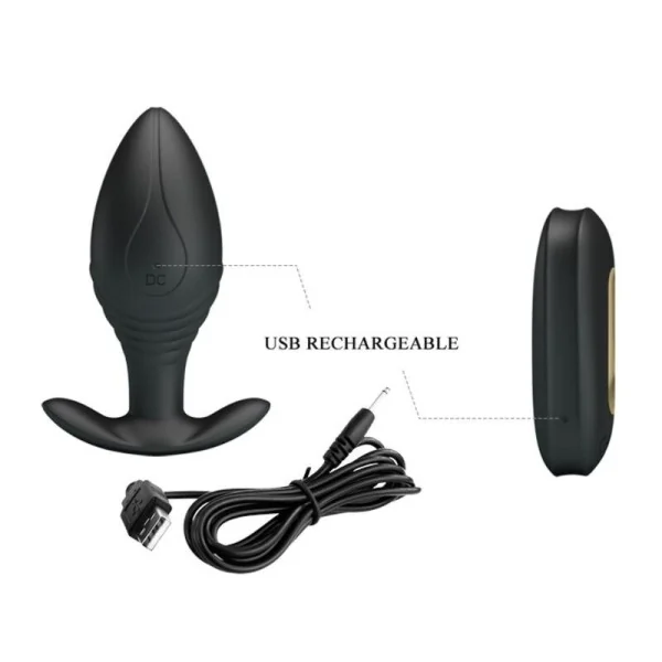 Regina Anal Plug wiederaufladbarer Vibrator Schwarz von Pretty Love Bottom kaufen | Fesselliebe