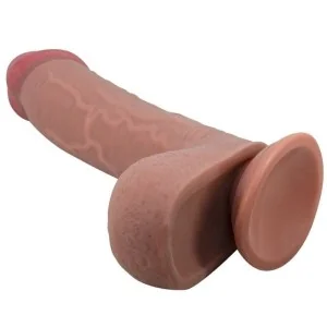 Realistischer Dildo der Sliding Skin-Serie mit Sliding Skin-Saugnapf Braun 23,4 cm von Pretty Love High Grade kaufen | Fesselliebe