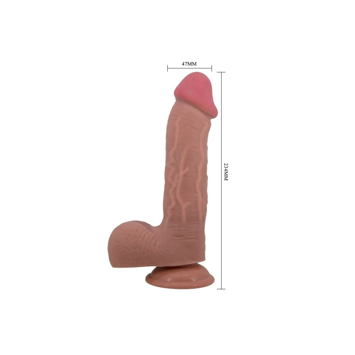 Realistischer Dildo der Sliding Skin-Serie mit Sliding Skin-Saugnapf Braun 23,4 cm von Pretty Love High Grade kaufen | Fesselliebe