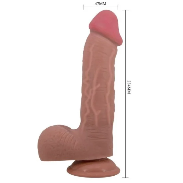 Realistischer Dildo der Sliding Skin-Serie mit Sliding Skin-Saugnapf Braun 23,4 cm von Pretty Love High Grade kaufen | Fesselliebe