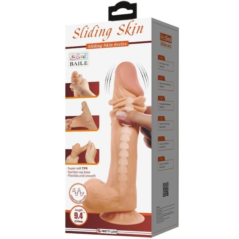 Sliding Skin Series realistischer Dildo mit Sliding Skin Saunapf mit Fernbedienung Fleisch 24 cm von Pretty Love High Grade kaufen | Fesselliebe 2
