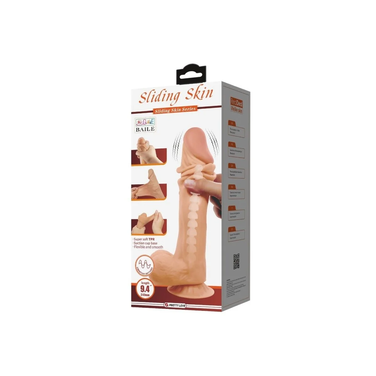 Sliding Skin Series realistischer Dildo mit Sliding Skin Saunapf mit Fernbedienung Fleisch 24 cm von Pretty Love High Grade kaufen | Fesselliebe