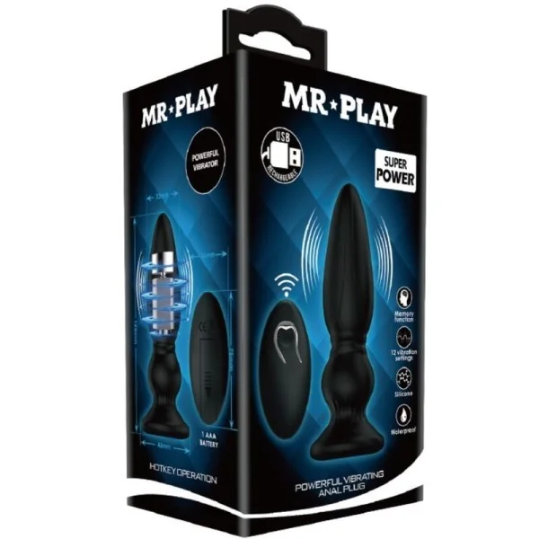 Leistungsstarker Vibrator mit Fernbedienung, Analstecker, Schwarz von Mr Play kaufen | Fesselliebe
