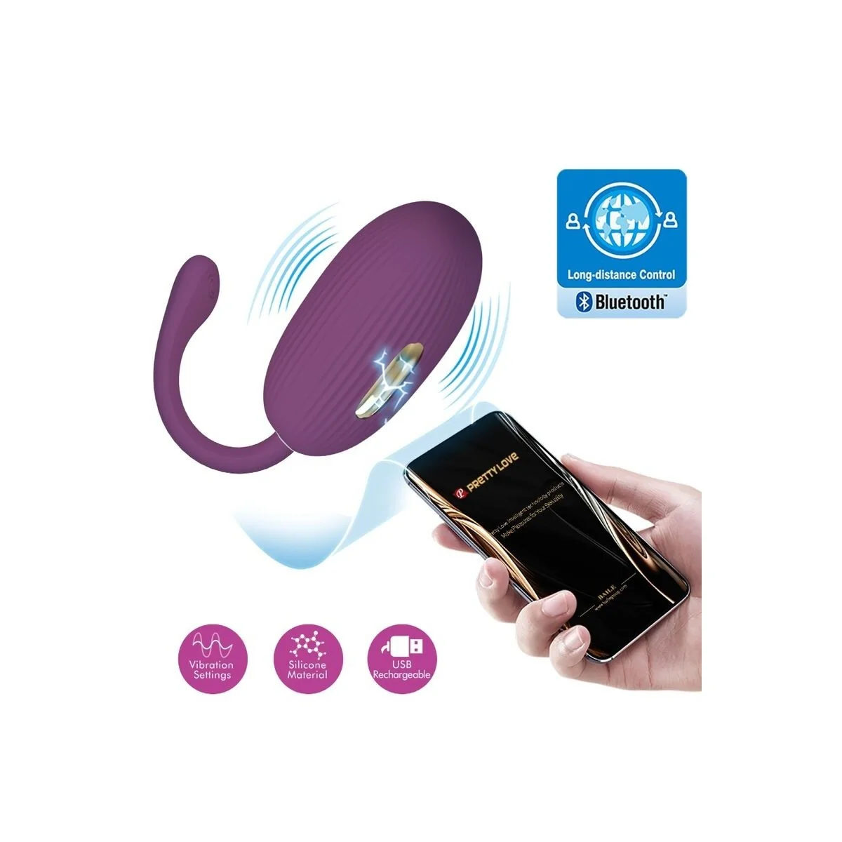 Doreen Purple wiederaufladbares Vibrations-Ei von Pretty Love Smart kaufen | Fesselliebe