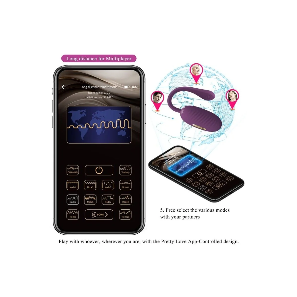 Doreen Purple wiederaufladbares Vibrations-Ei von Pretty Love Smart kaufen | Fesselliebe