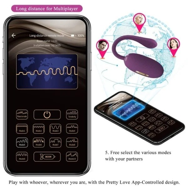 Doreen Purple wiederaufladbares Vibrations-Ei von Pretty Love Smart kaufen | Fesselliebe