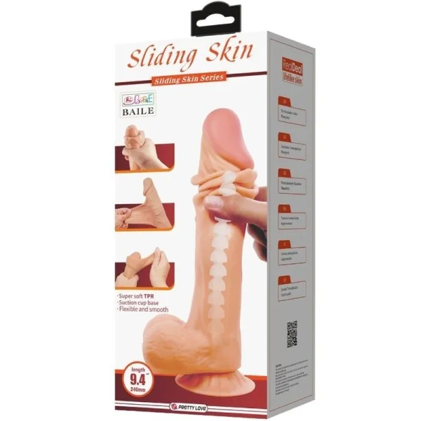 Sliding Skin Series realistischer Dildo mit Sliding Skin Saugnapf 24 cm von Pretty Love High Grade kaufen | Fesselliebe