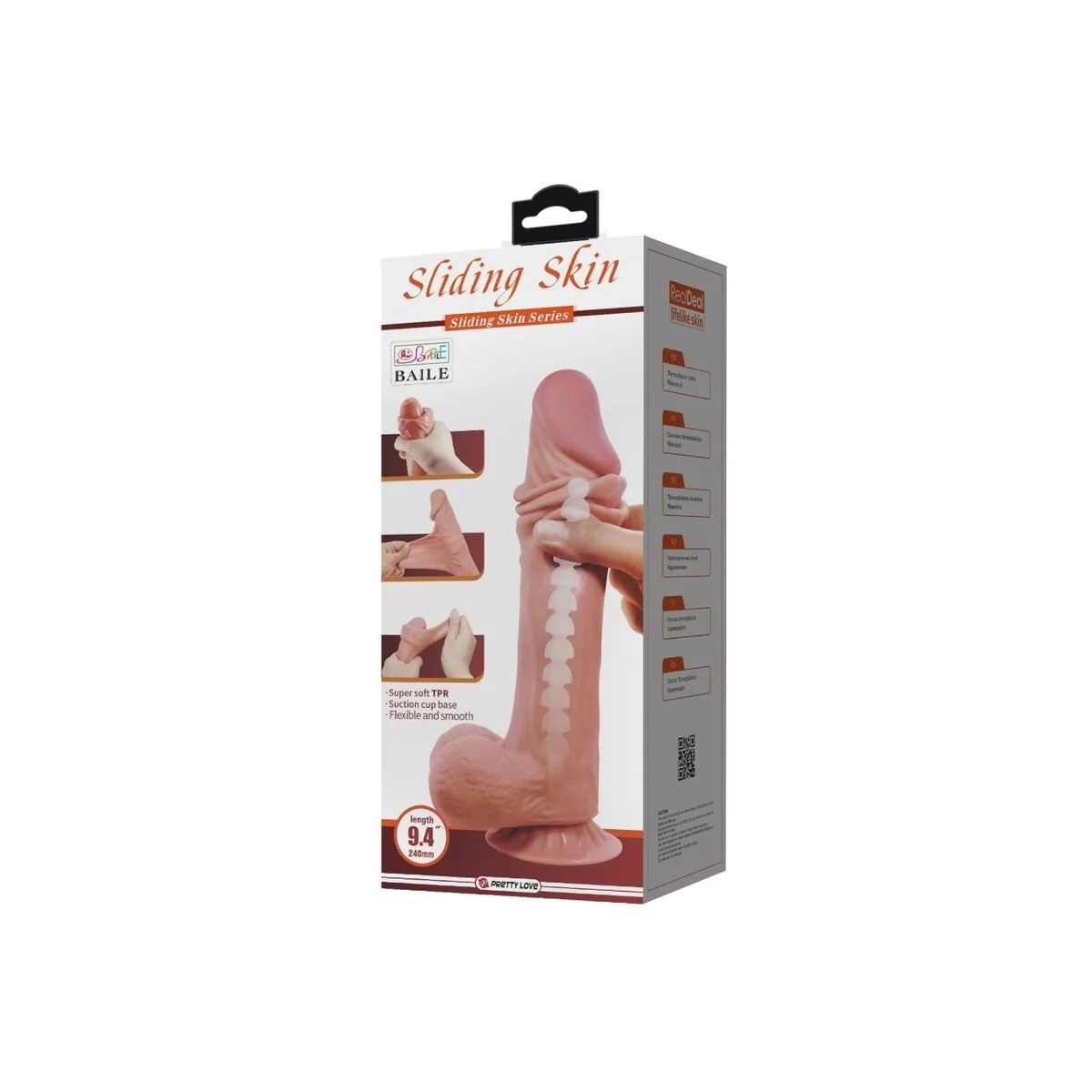 Realistischer Dildo der Sliding Skin-Serie mit Sliding Skin-Saugnapf Braun 24 cm von Pretty Love High Grade kaufen | Fesselliebe