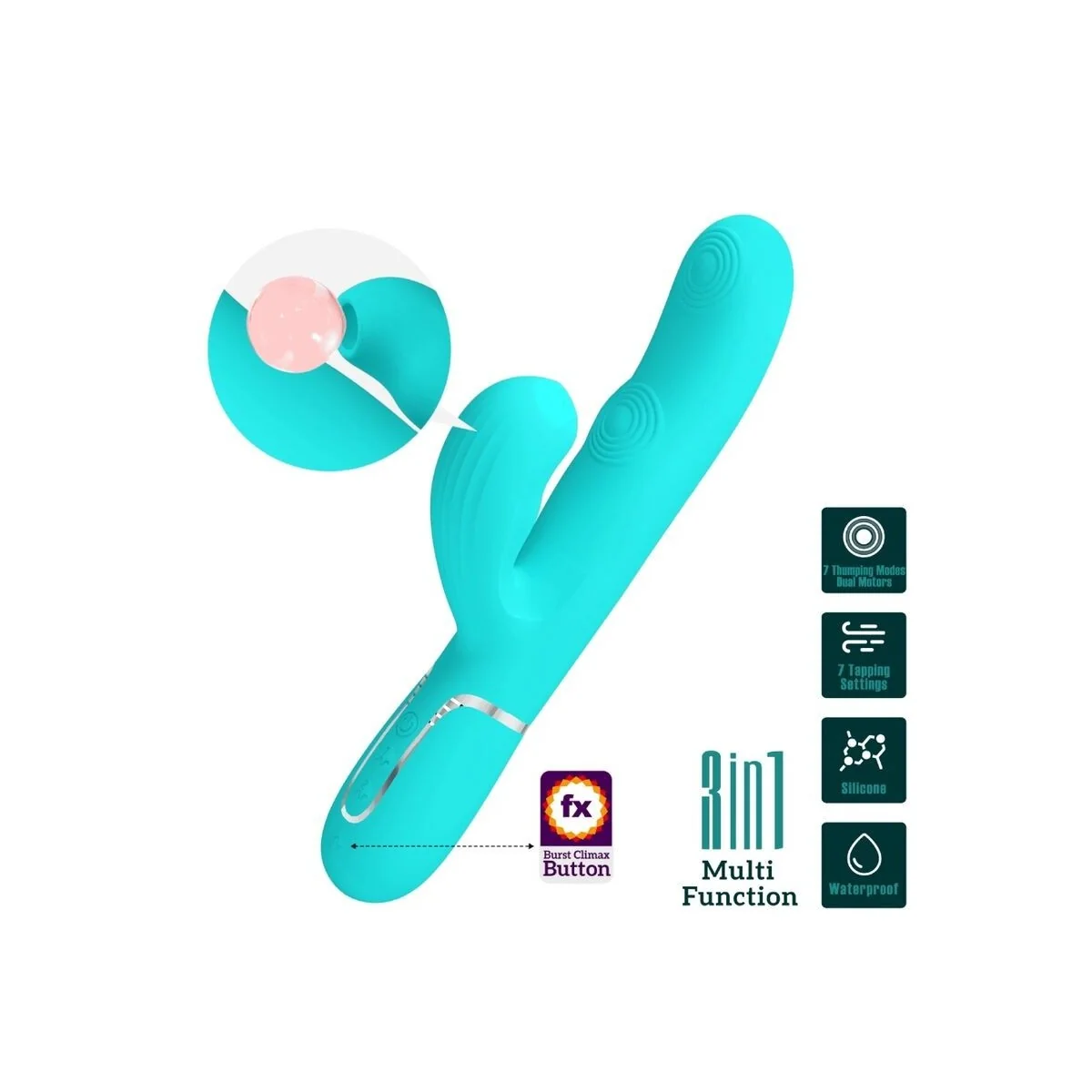 Perlita Multifunktions-3-In-1-G-Punkt-Vibrator Aqua Grün von Pretty Love Flirtation kaufen | Fesselliebe