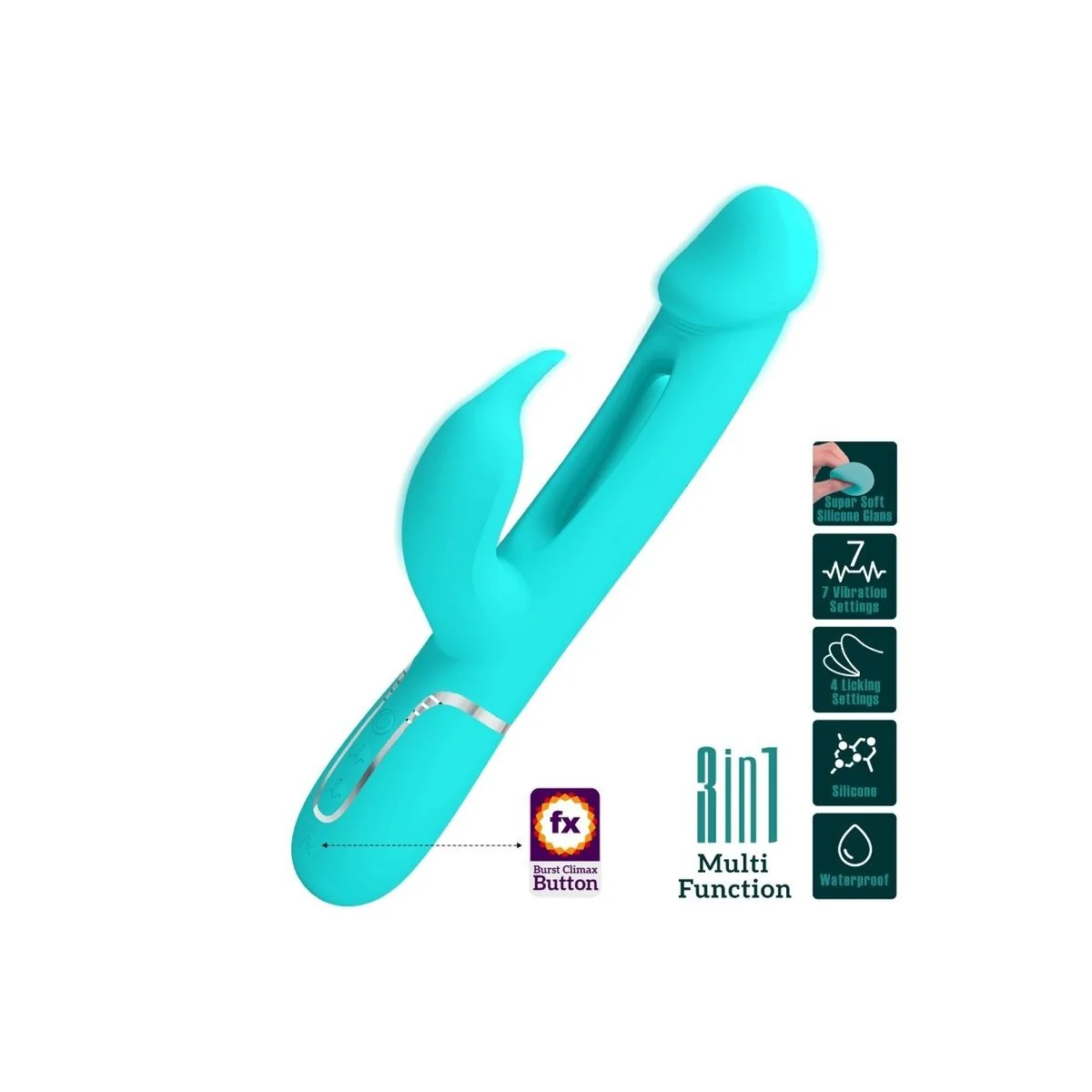 Dejon Rabbit Vibrator 3 in 1 Multifunktions-Aquagrün von Pretty Love Flirtation kaufen | Fesselliebe