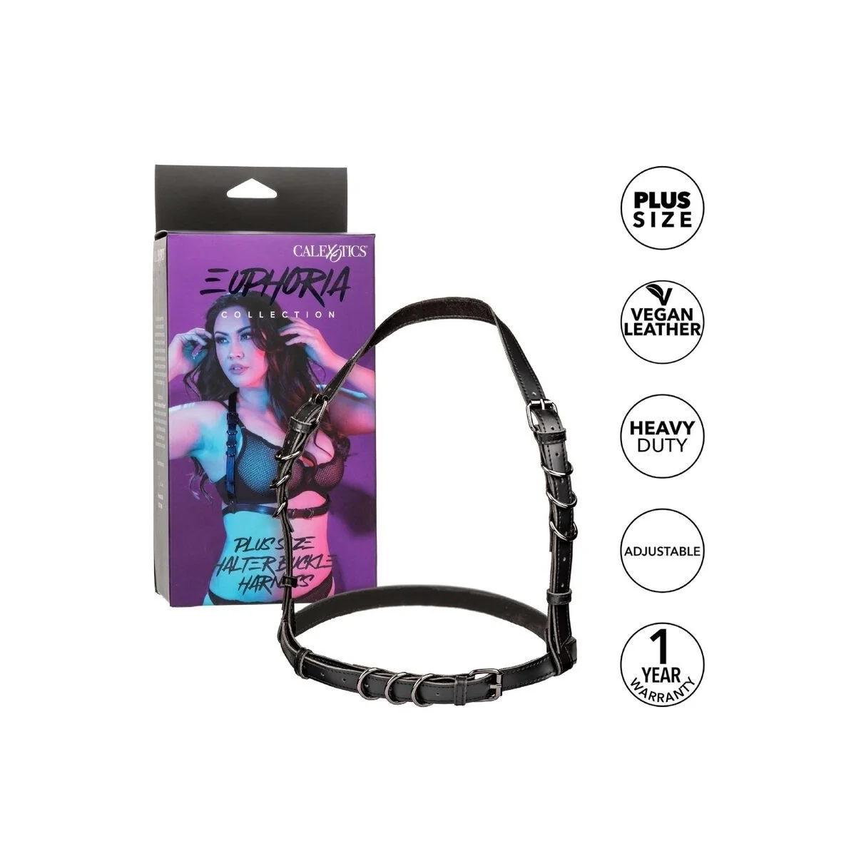 Euphoria Plus Size Halter Buckle Harness Schwarz von Calexotics kaufen | Fesselliebe