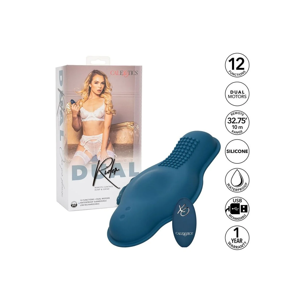 Rider Massager Doppelmotor mit Fernbedienung Blau von Calexotics kaufen | Fesselliebe
