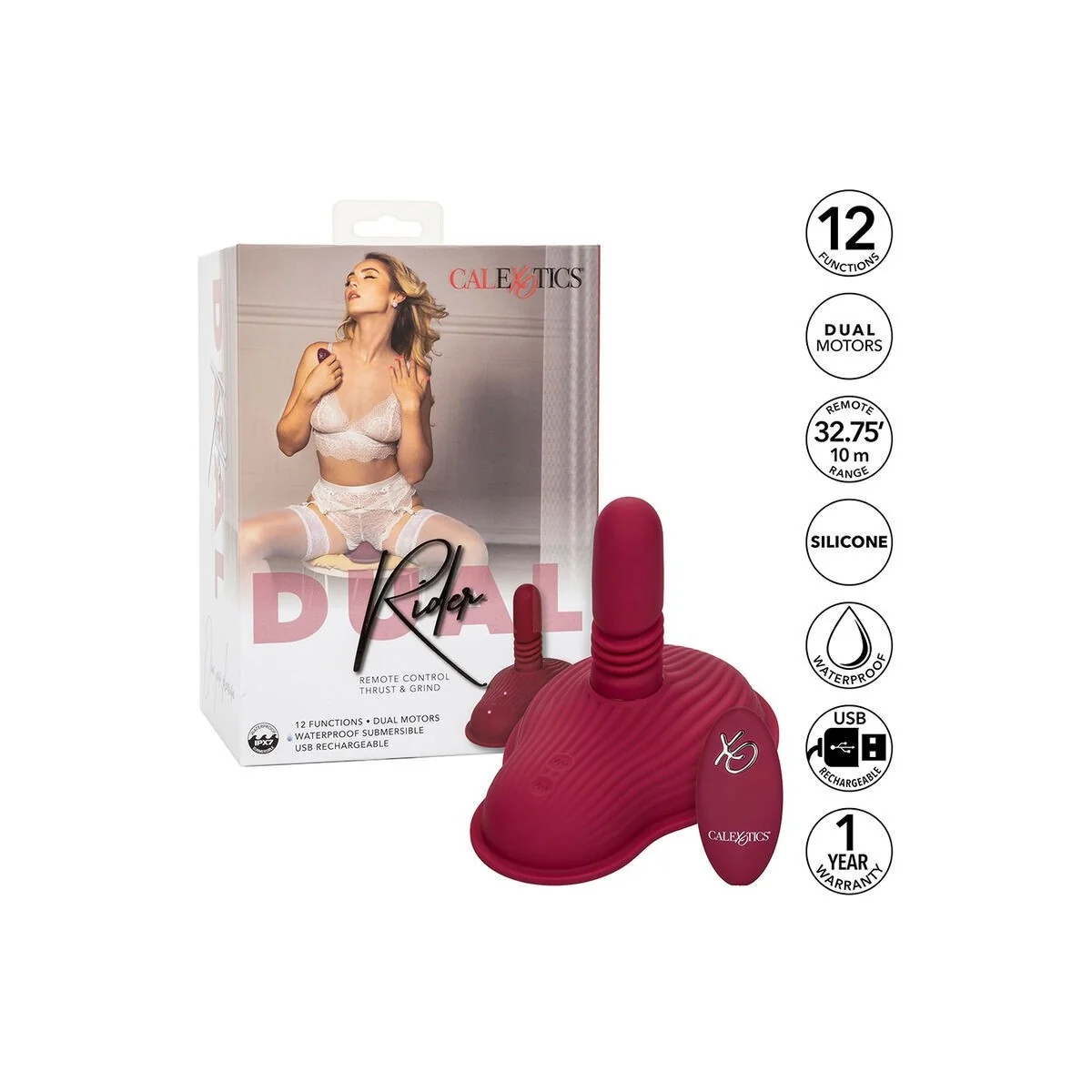 Rider Massager Doppelmotor mit Fernbedienung Rot von Calexotics kaufen | Fesselliebe
