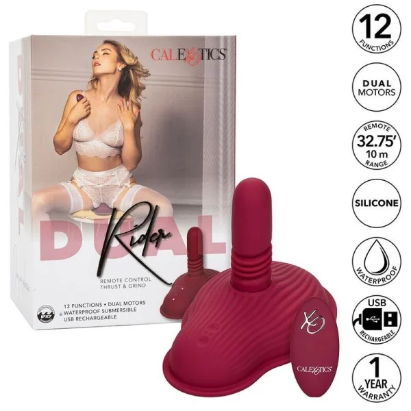 Rider Massager Doppelmotor mit Fernbedienung Rot von Calexotics kaufen | Fesselliebe