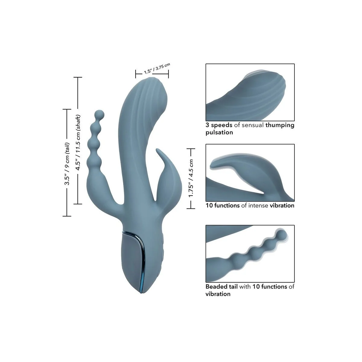 Vibrator Triple Ecstasy Grau von Calexotics kaufen | Fesselliebe