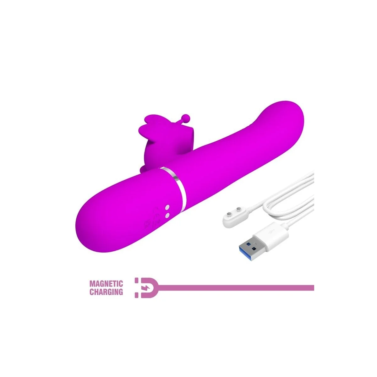 Multifunktions-Kaninchenvibrator 4 in 1 Schmetterling Fuchsia von Pretty Love Flirtation kaufen | Fesselliebe