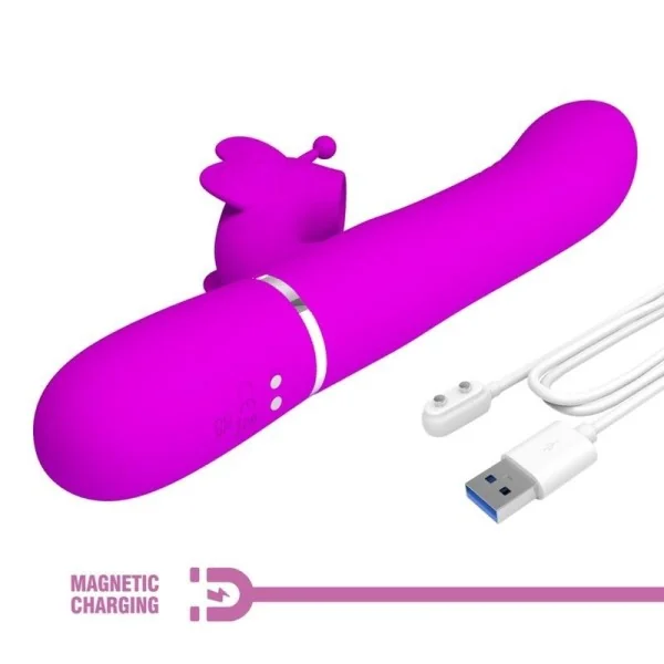 Multifunktions-Kaninchenvibrator 4 in 1 Schmetterling Fuchsia von Pretty Love Flirtation kaufen | Fesselliebe