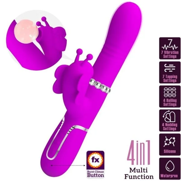 Multifunktions-Kaninchenvibrator 4 in 1 Schmetterling Fuchsia von Pretty Love Flirtation kaufen | Fesselliebe