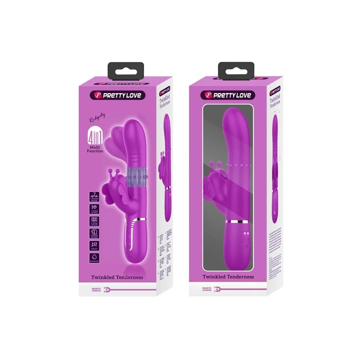 Multifunktions-Kaninchenvibrator 4 in 1 Schmetterling Fuchsia von Pretty Love Flirtation kaufen | Fesselliebe