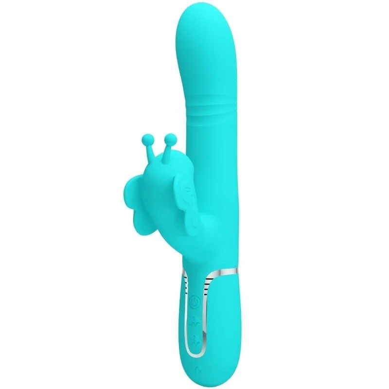 Multifunktions-Kaninchenvibrator 4 in 1 Schmetterling Aquagrün von Pretty Love Flirtation kaufen | Fesselliebe