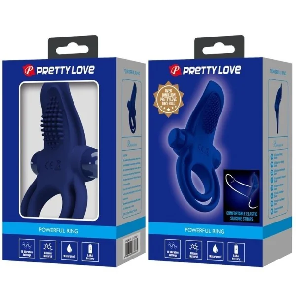 Bronson Doppelring mit Vibration Blau von Pretty Love Male kaufen | Fesselliebe