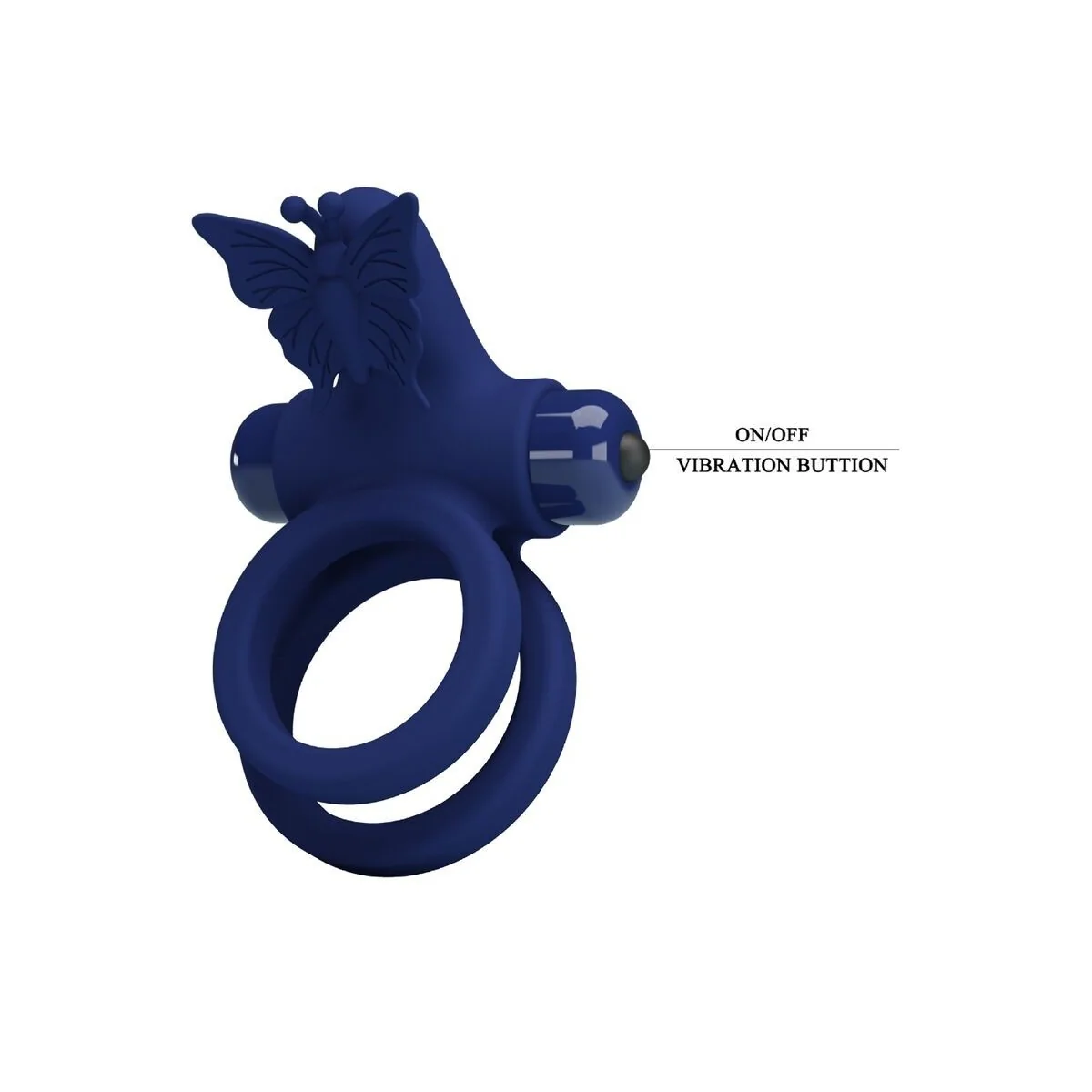 Jamele Doppelring mit Vibration & Schmetterlingstimulator Blau von Pretty Love Male kaufen | Fesselliebe