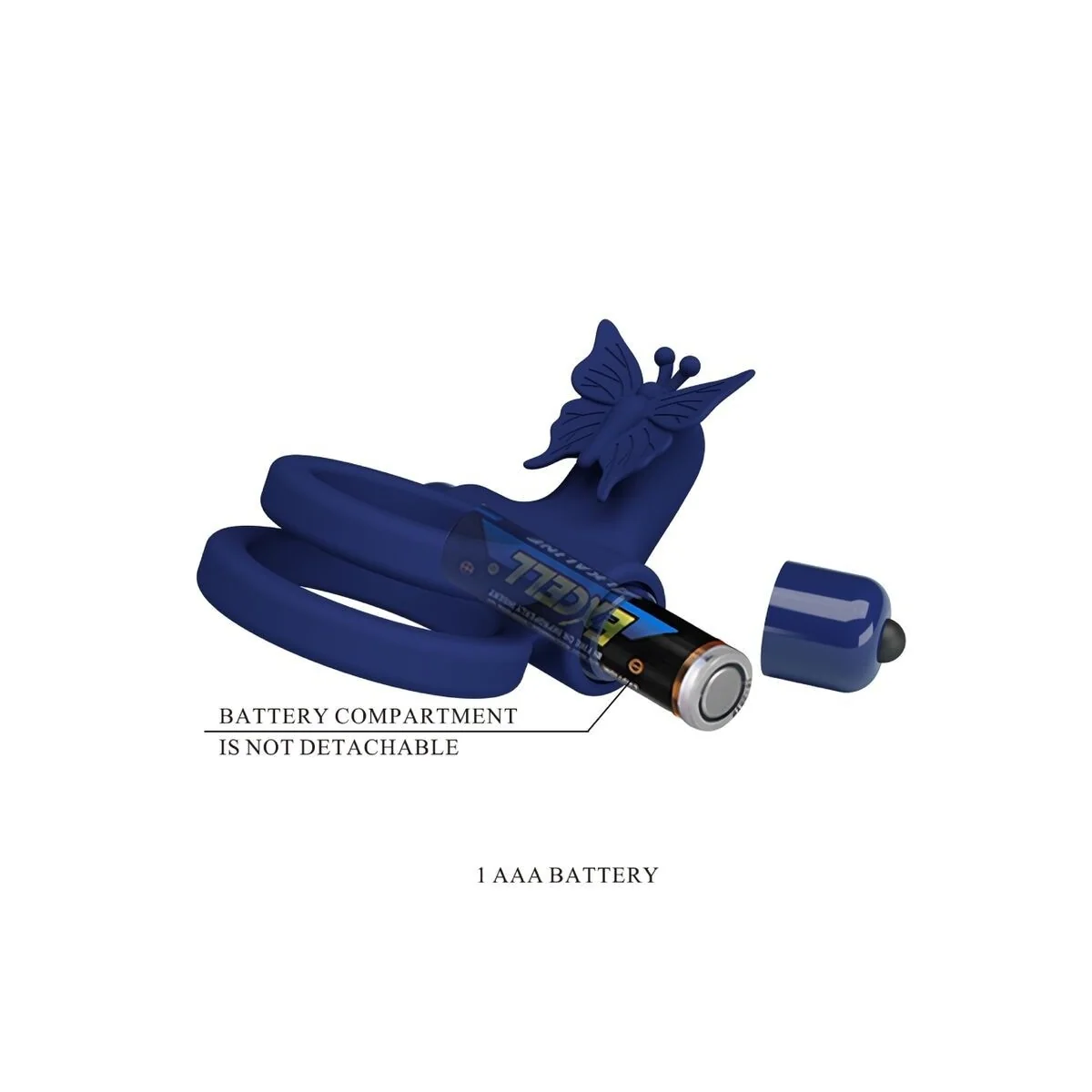 Jamele Doppelring mit Vibration & Schmetterlingstimulator Blau von Pretty Love Male kaufen | Fesselliebe