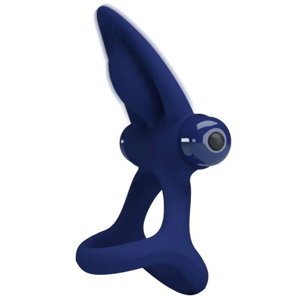 Mat Doppelring mit Vibration & Stimulator Blau von Pretty Love Male kaufen | Fesselliebe