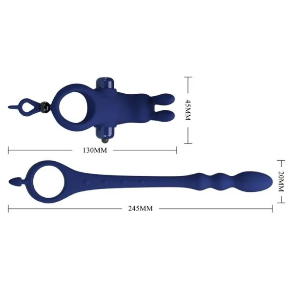 Ayad Rabbit Vibratorring mit Stecker Blau von Pretty Love Male kaufen | Fesselliebe