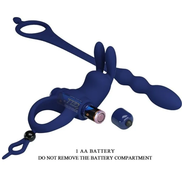 Ayad Rabbit Vibratorring mit Stecker Blau von Pretty Love Male kaufen | Fesselliebe